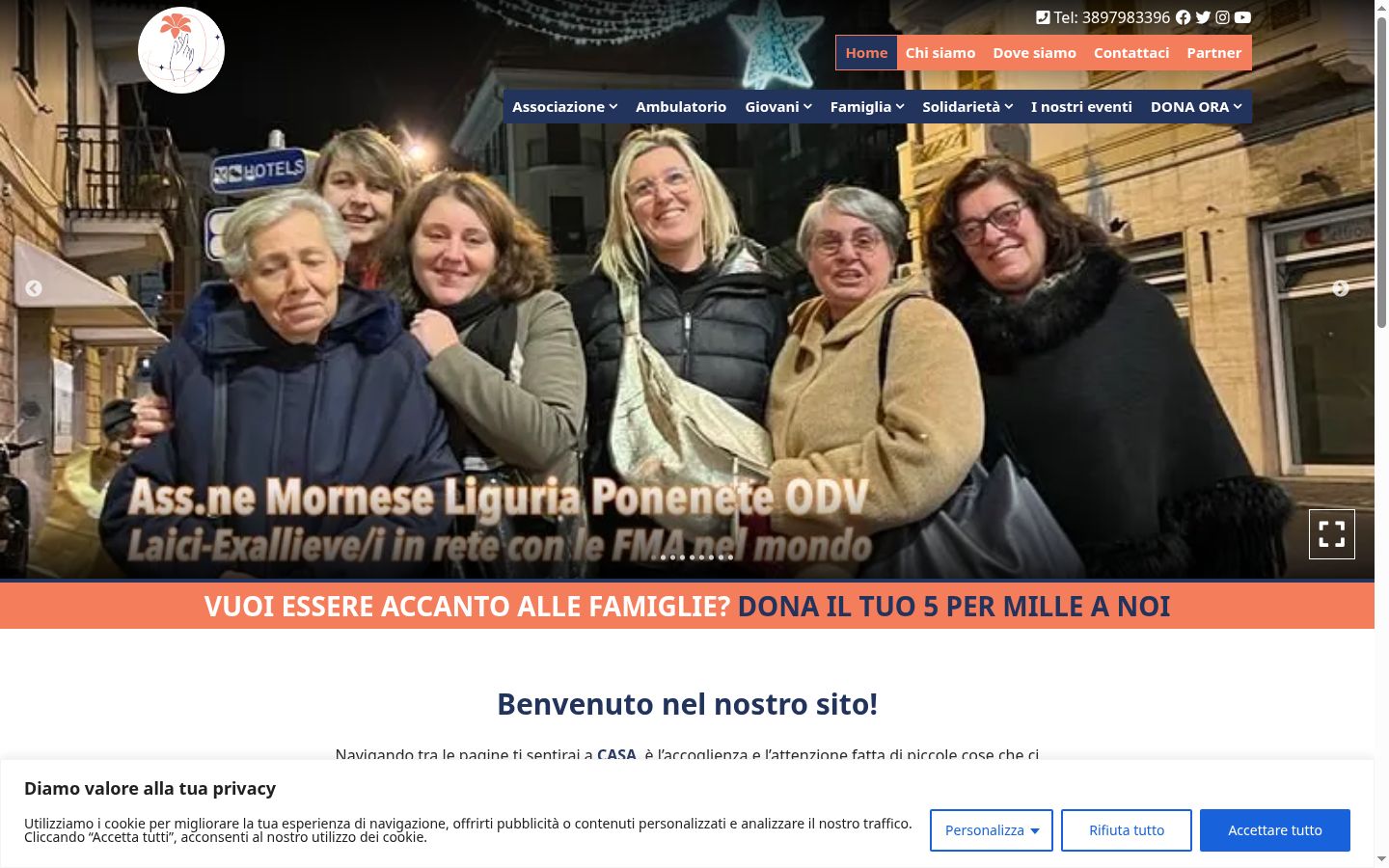 Captura de ecrã do banner de consentimento apresentado antes de qualquer interação