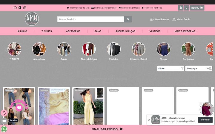 Screenshot van amomodafeminina.com.br
