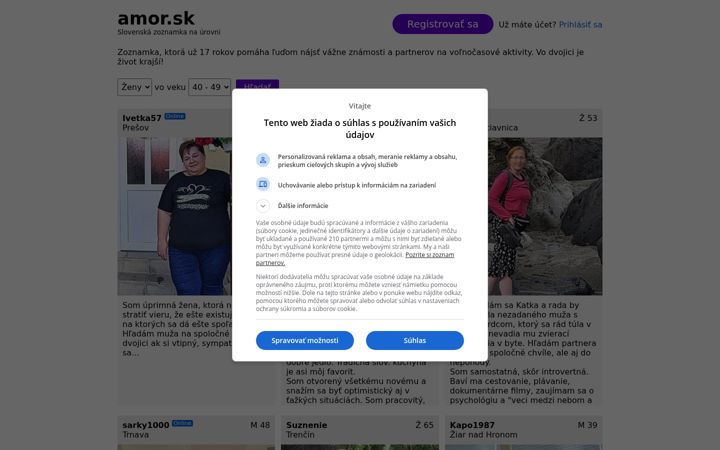 Skærmbillede af amor.sk