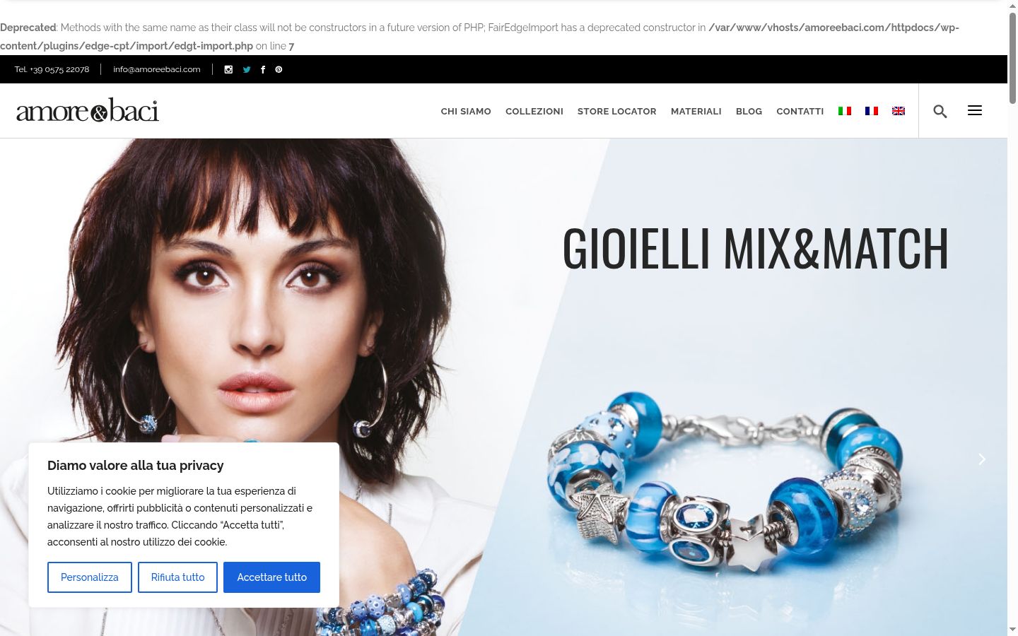 Screenshot del banner di consenso mostrato prima di qualsiasi interazione