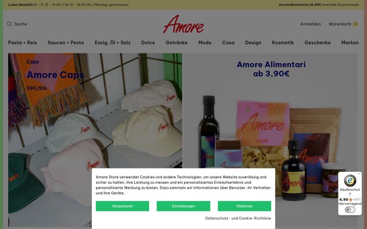 Zrzut ekranu amorestore.de