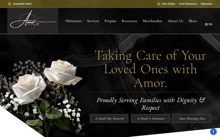Screenshot of amorfuneral.com