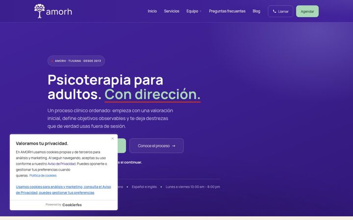 Screenshot of amorh.org