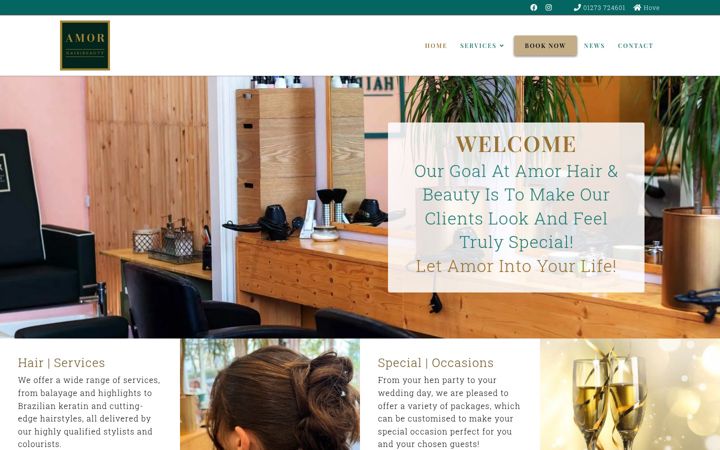 Screenshot of amorhairandbeauty.co.uk