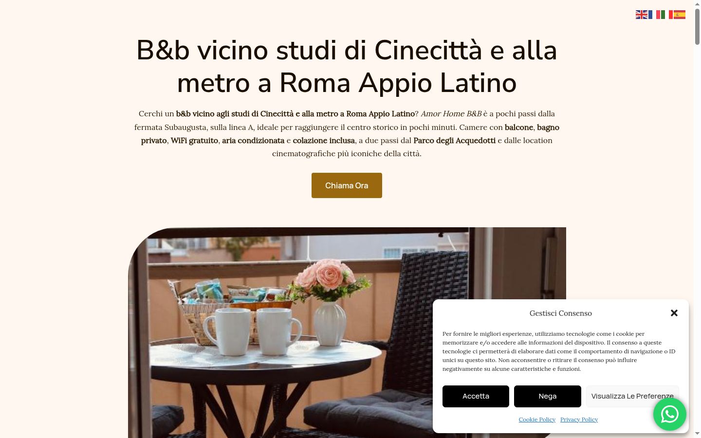 Screenshot del banner di consenso mostrato prima di qualsiasi interazione