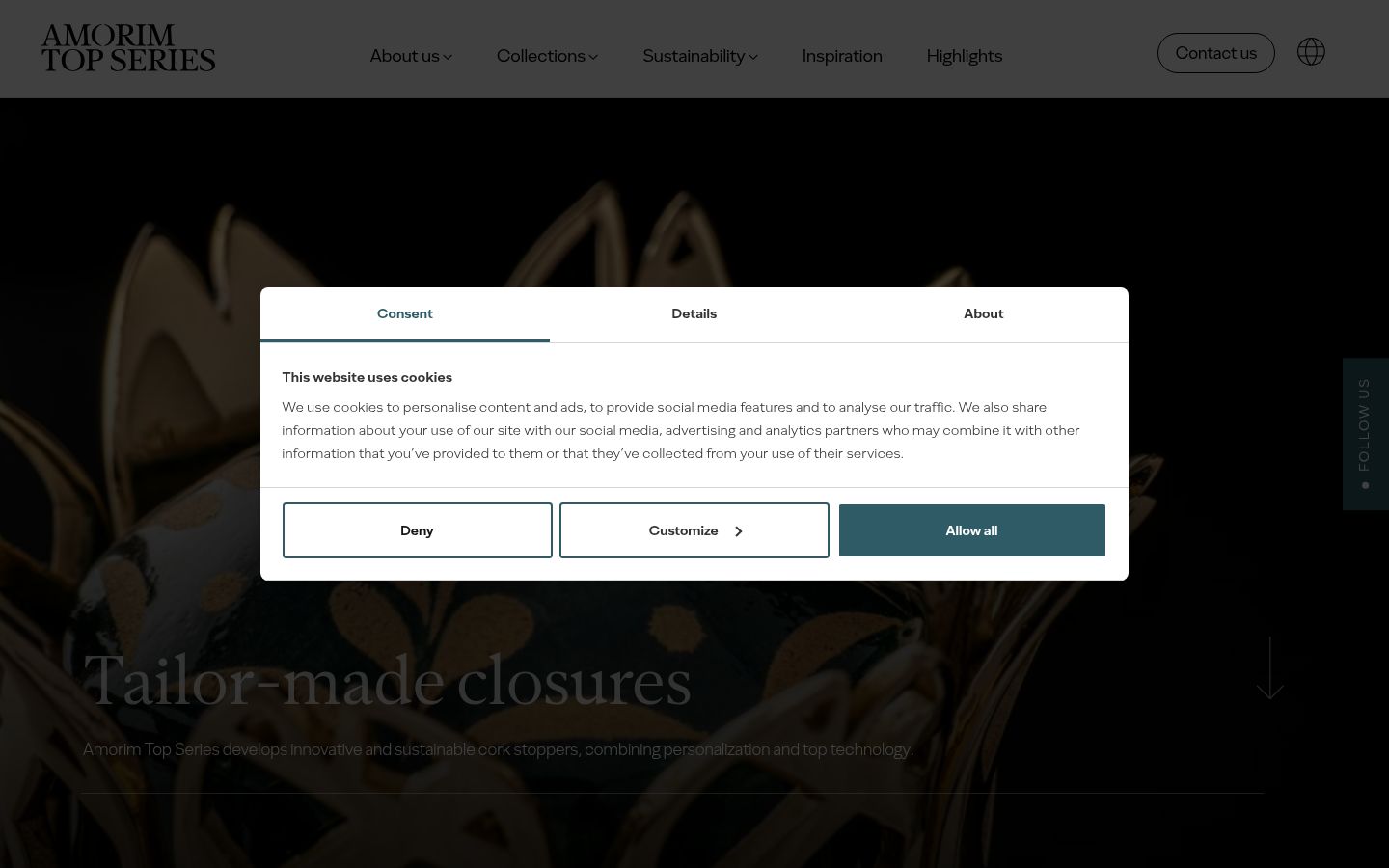 Screenshot of the consent banner shown before any interaction