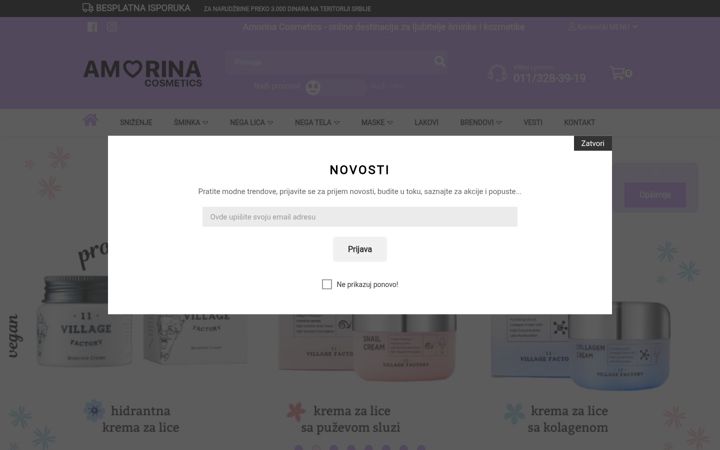 Screenshot of amorinacosmetics.com