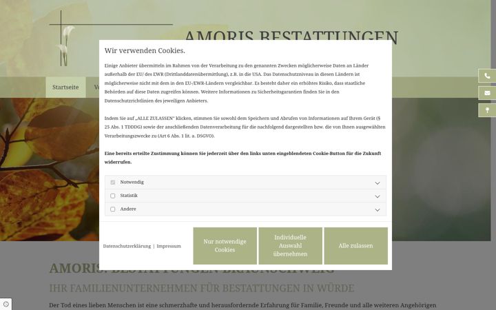 Zrzut ekranu amoris-bestattungen.de