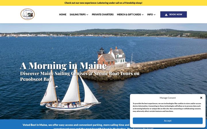 Screenshot of amorninginmaine.com
