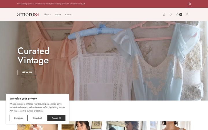 Screenshot of amorosavintage.com