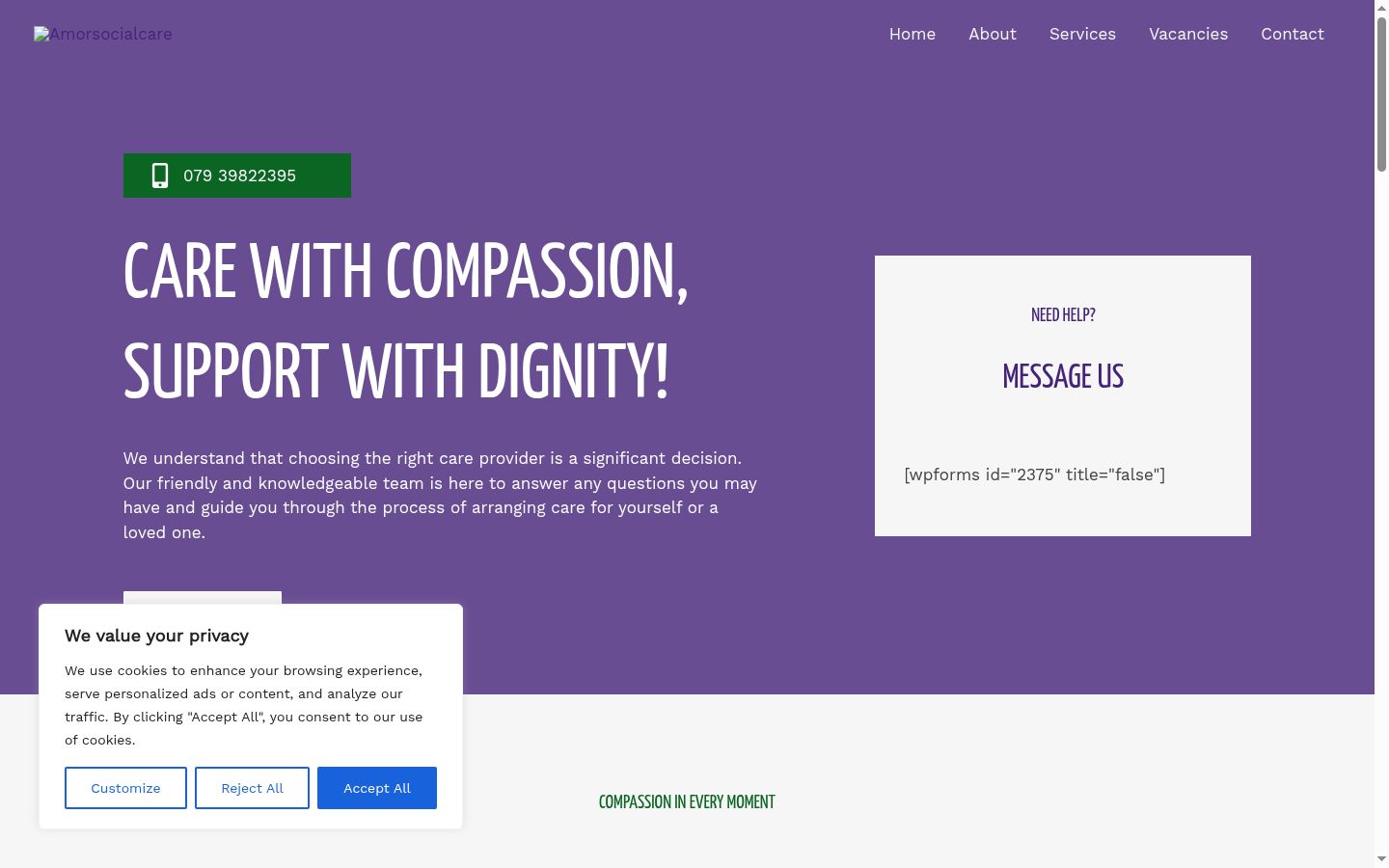 Screenshot of the consent banner shown before any interaction