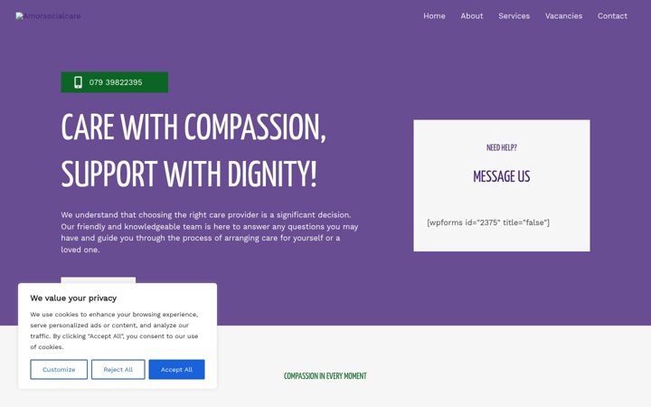 Screenshot of amorsocialcare.co.uk