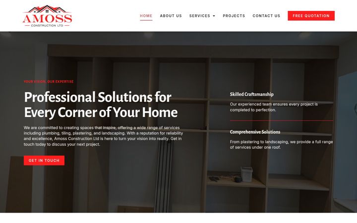 Skærmbillede af amossconstruction.co.uk