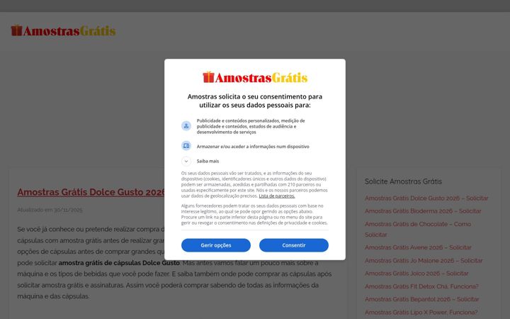 Screenshot of amostras.net.br