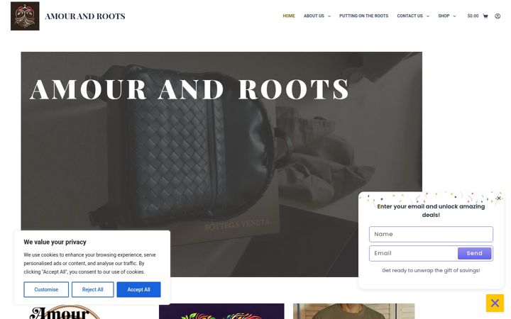 Screenshot of amourandroots.com