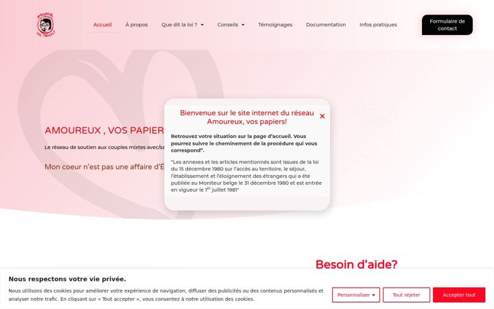 Screenshot von amoureuxvospapiers.be