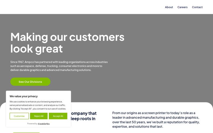 Screenshot of ampcomfg.com