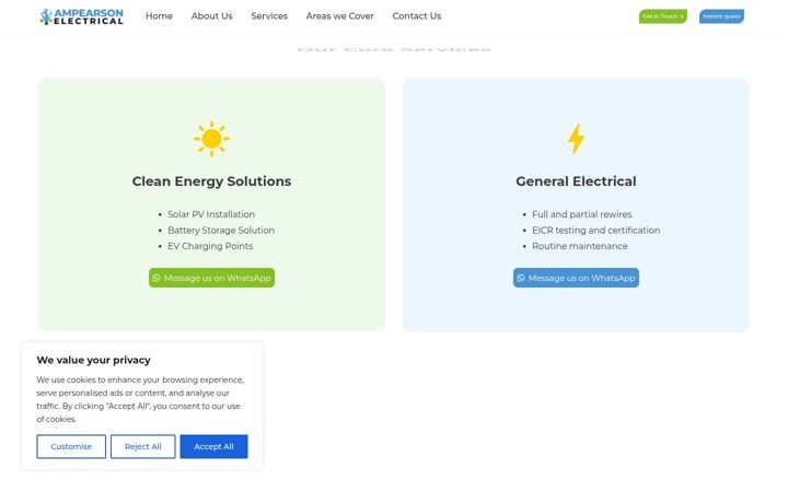 Captura de pantalla de ampearsonelectrical.co.uk