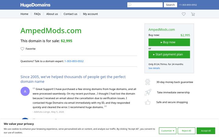 Screenshot of ampedmods.com