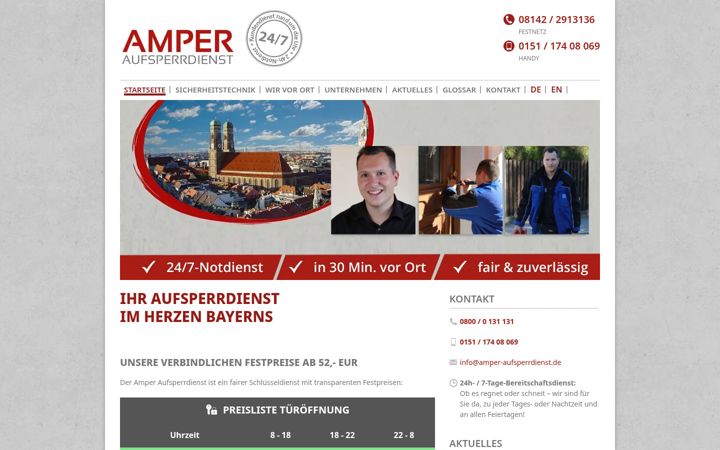 Screenshot of amper-aufsperrdienst.de