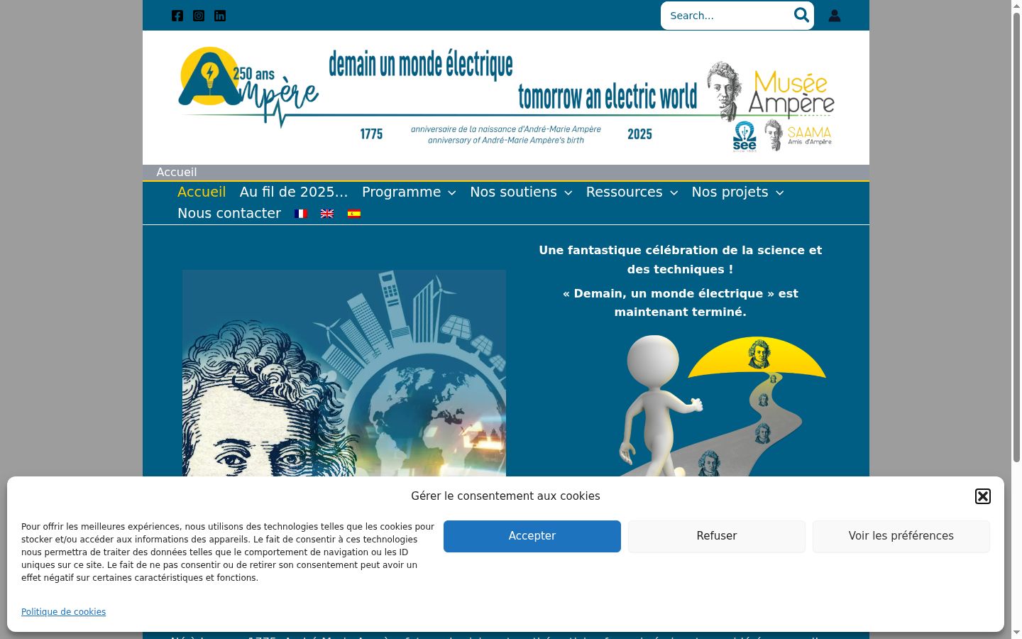 Capture d'écran de la bannière de consentement affichée avant toute interaction