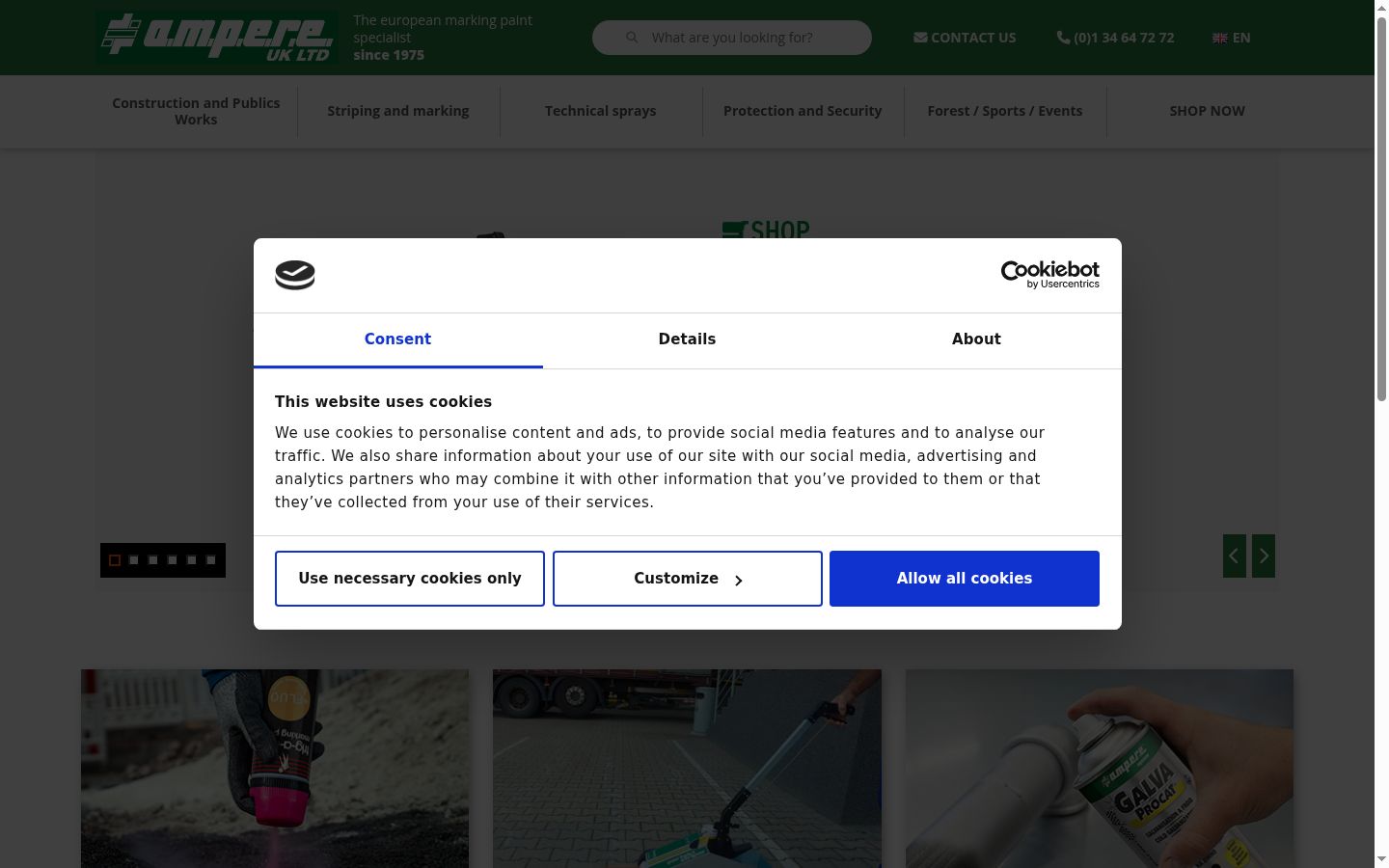 Screenshot of the consent banner shown before any interaction
