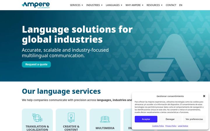 Screenshot of amperetranslations.com