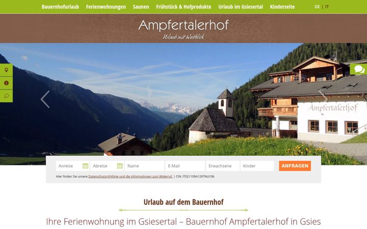 Screenshot of ampfertalerhof.com