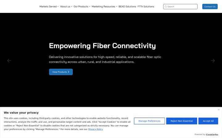 Screenshot of amphenol-fiberoptics.com