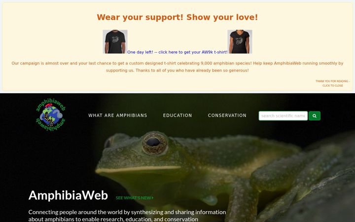 Screenshot of amphibiaweb.org