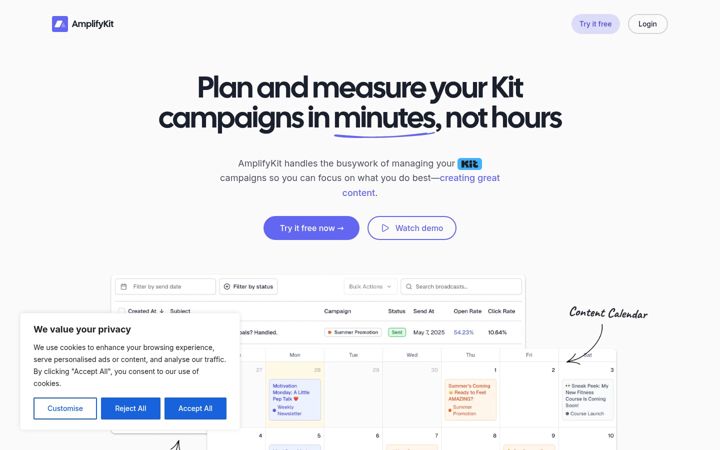 Screenshot of amplifykit.com