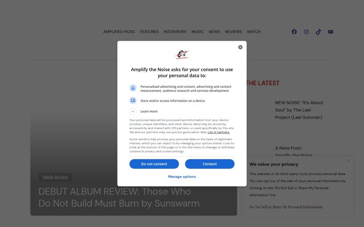 Screenshot of amplifythenoise.com