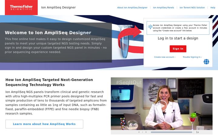 Screenshot of ampliseq.com