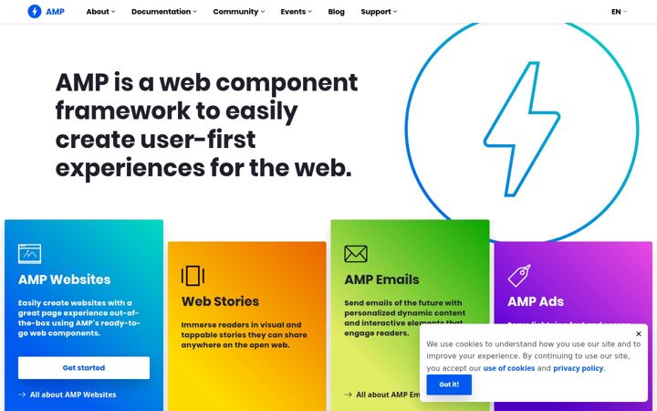 Snimka zaslona za ampproject.net