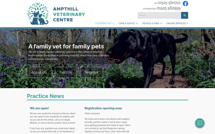 Screenshot of ampthillvets.co.uk