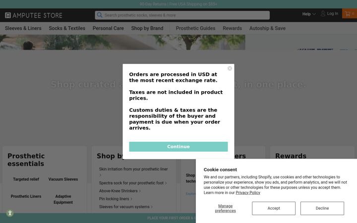 Screenshot of amputeestore.com