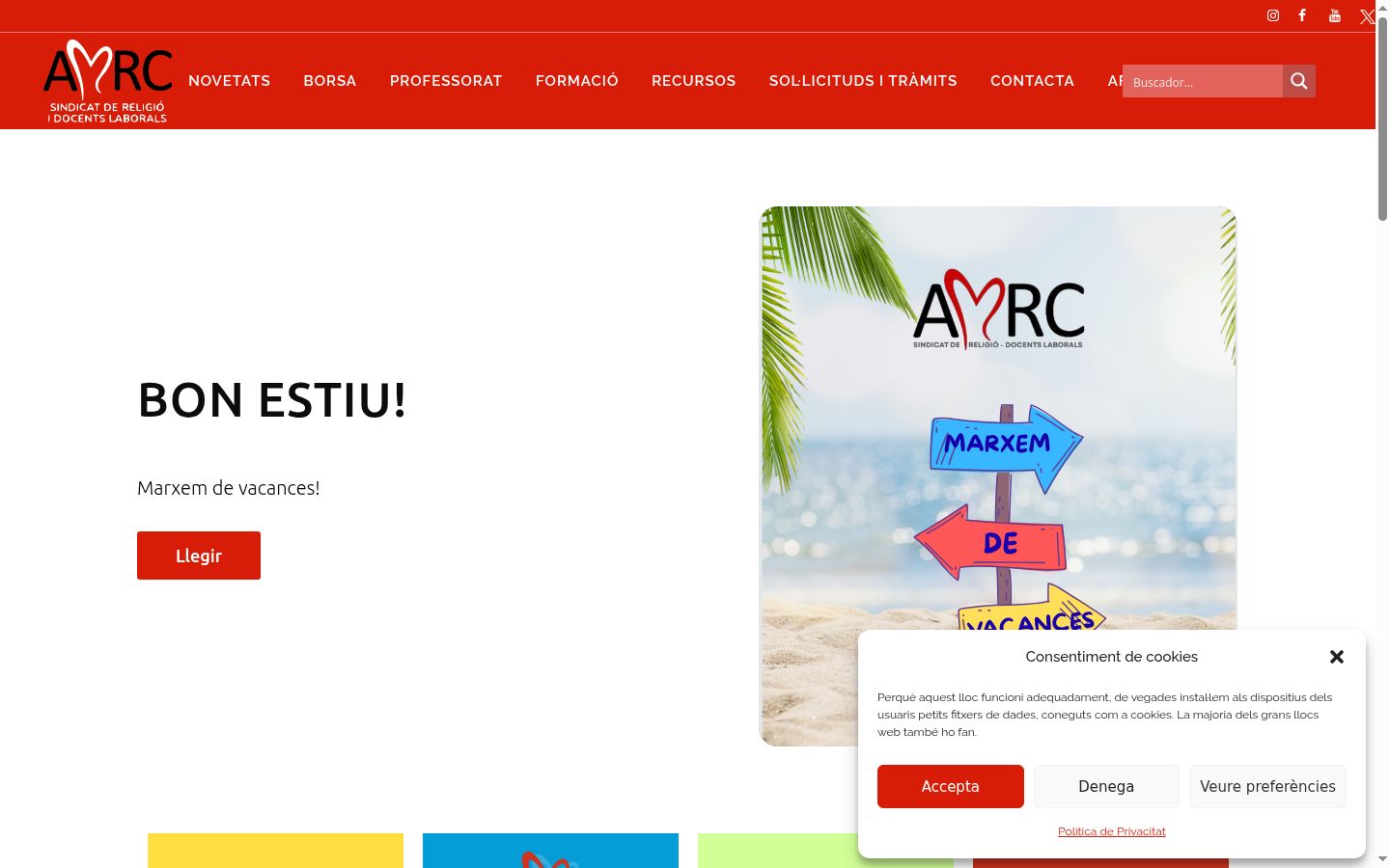 Capture d'écran de la bannière de consentement affichée avant toute interaction
