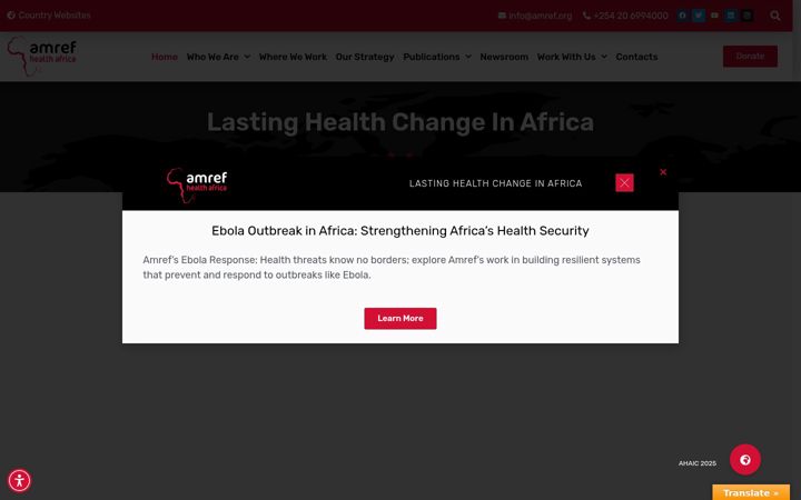 Screenshot of amref.org