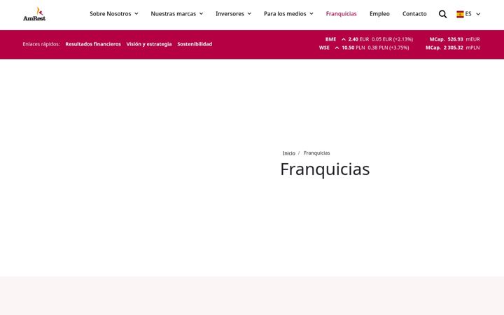 Screenshot of amrest-franquicias.com