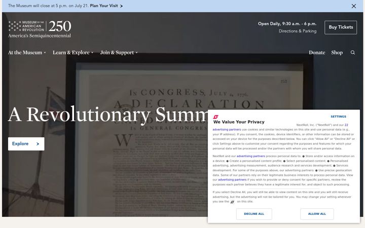 Screenshot of amrevmuseum.org
