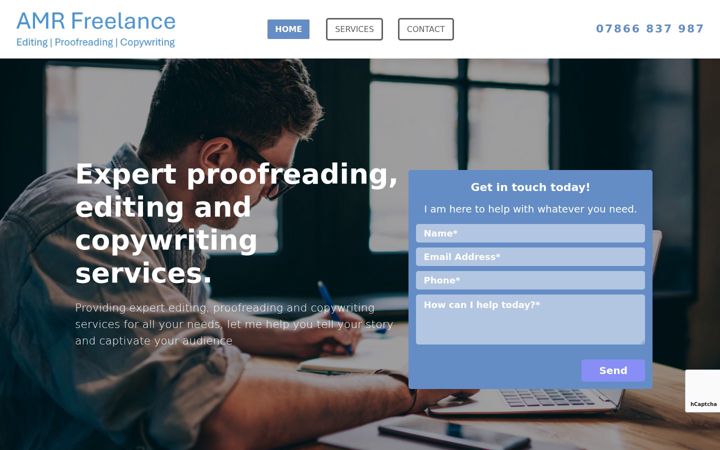 Screenshot of amrfreelance.co.uk