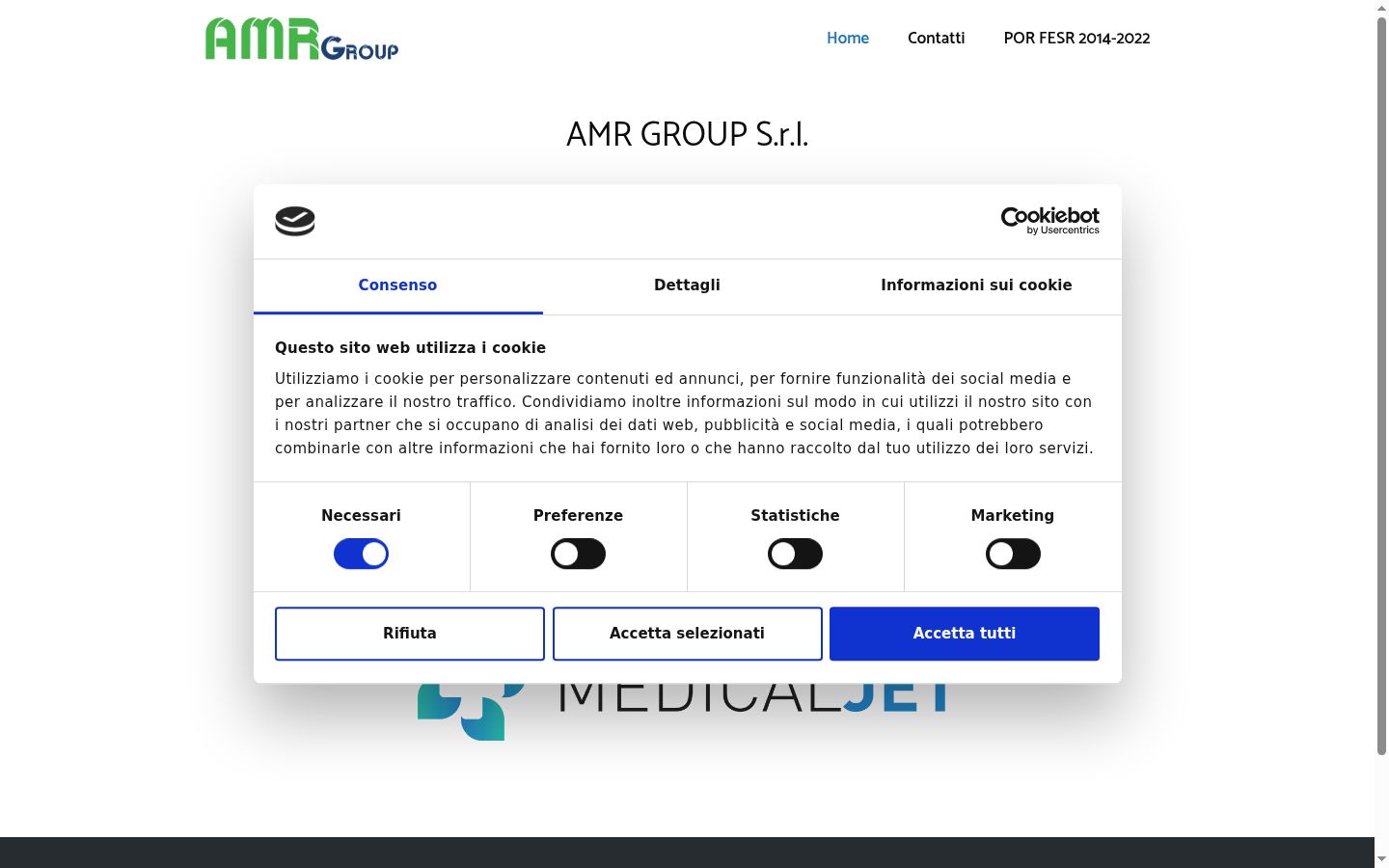 Screenshot del banner di consenso mostrato prima di qualsiasi interazione