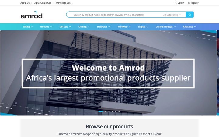 Screenshot of amrod.co.za