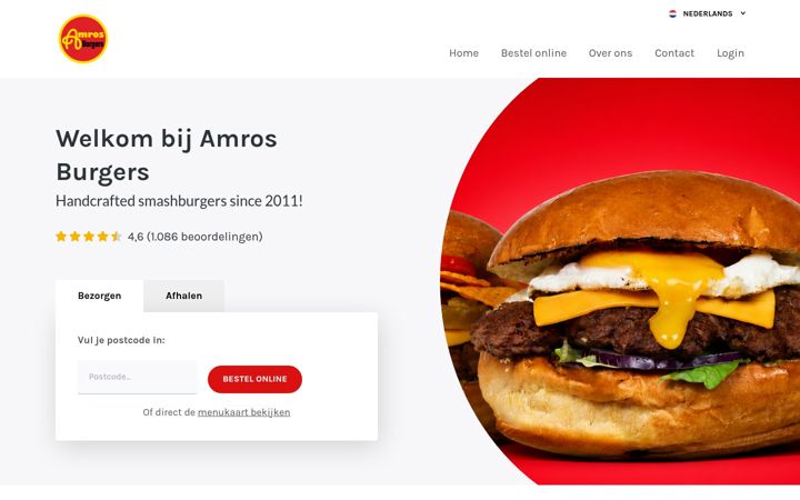 Screenshot of amrosburgers.nl