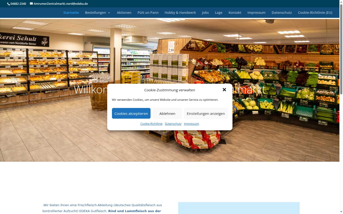 Skärmbild av samtyckesbannern som visades före någon interaktion