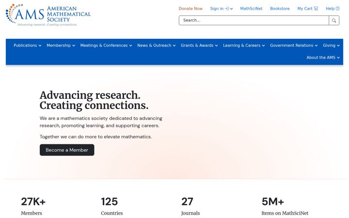 Screenshot of ams.org