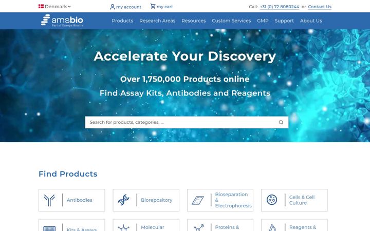 Screenshot of amsbio.com