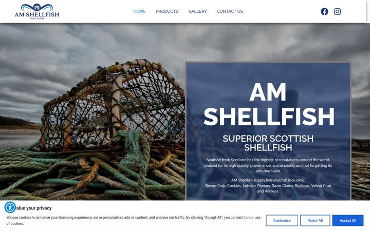 Captura de pantalla de amshellfish.co.uk