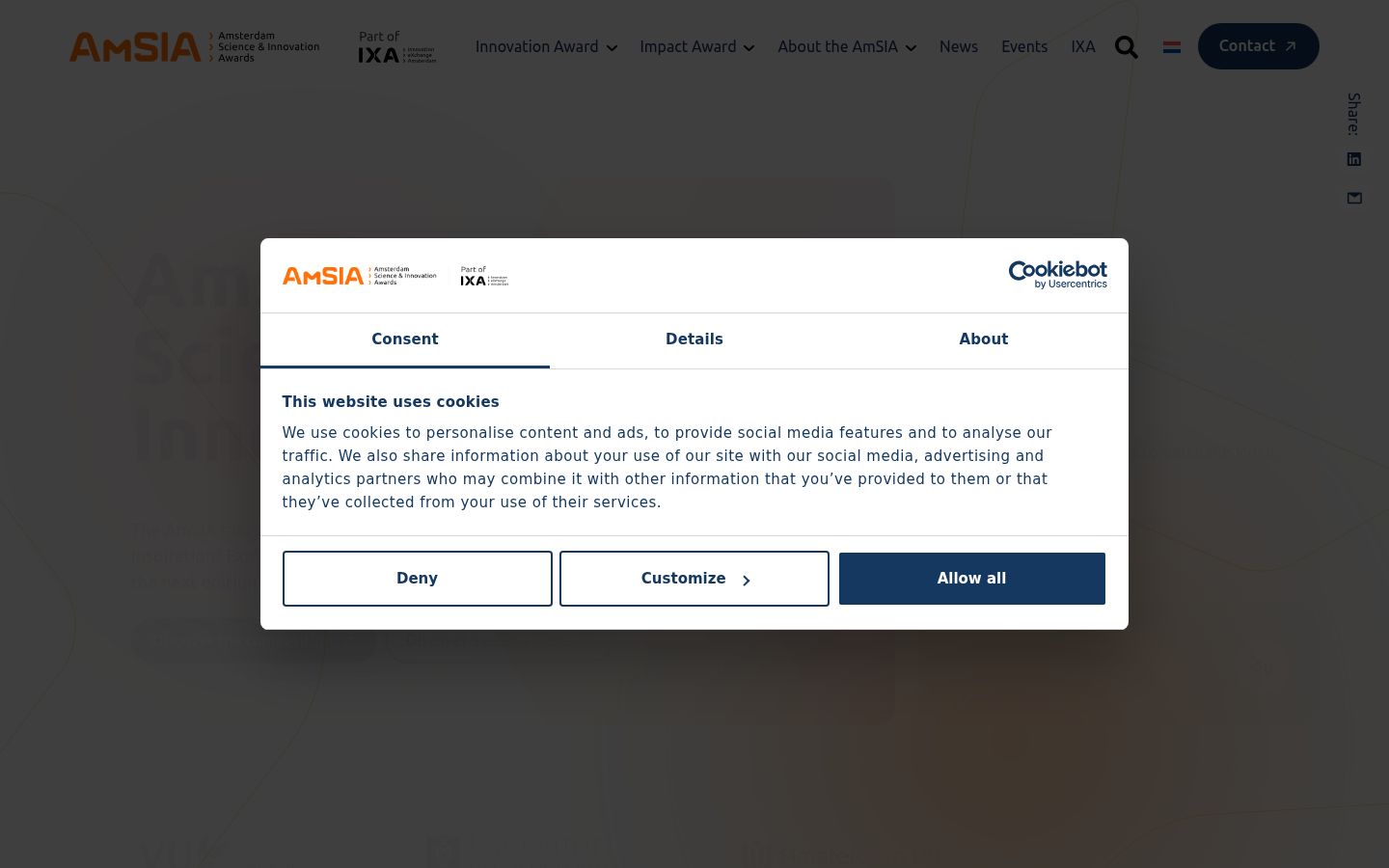 Screenshot of the consent banner shown before any interaction
