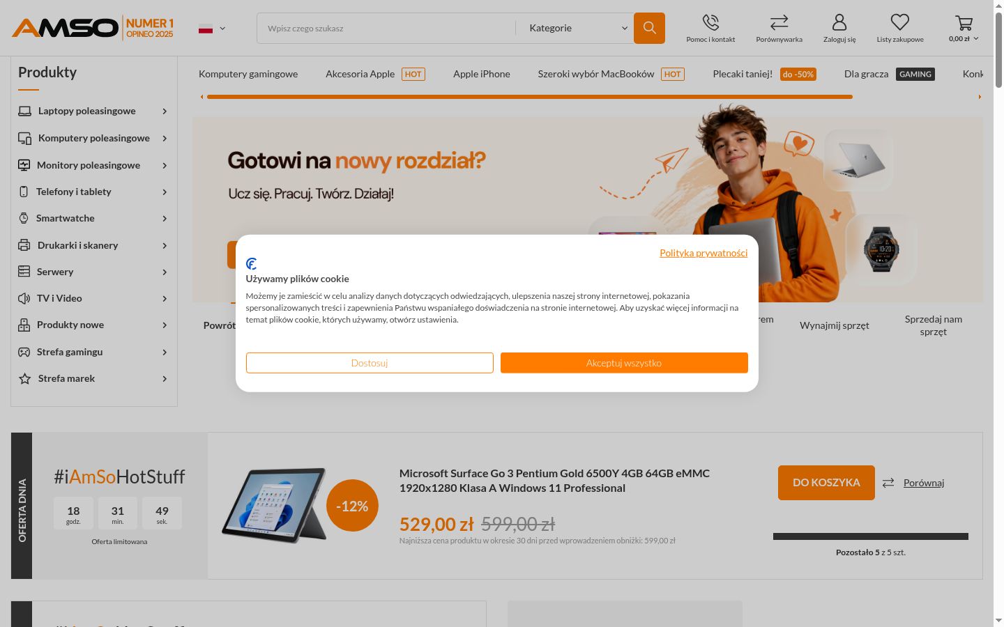 Screenshot del banner di consenso mostrato prima di qualsiasi interazione